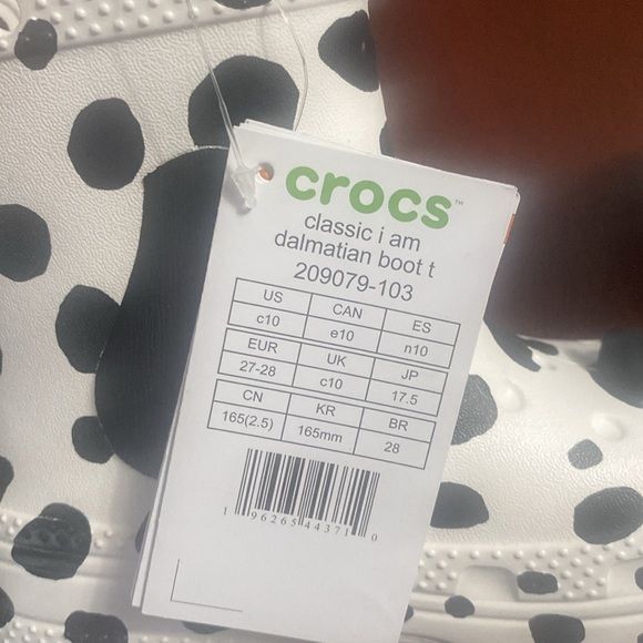 🆕 CROCS Kids CLASSIC “I AM DALMATIAN” Rain Boot TODDLER C 8 & C10⚫️⚪️ Unisex - Picture 12 of 12